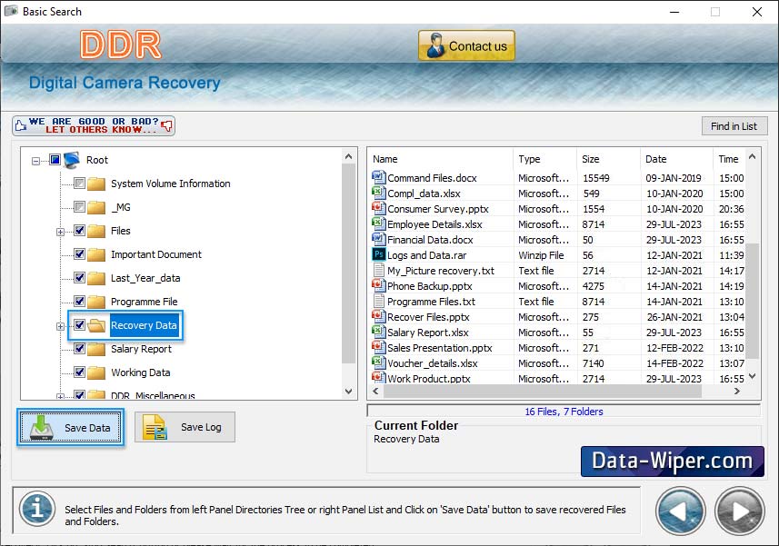 Digital Camera Data Recovery Software Screenshot