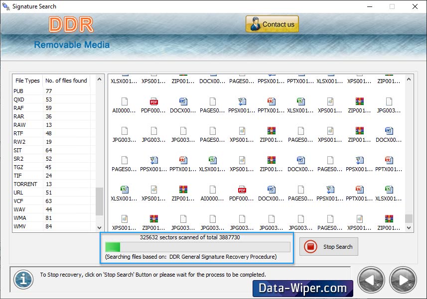 Removable Media Data Recovery Software Screenshot
