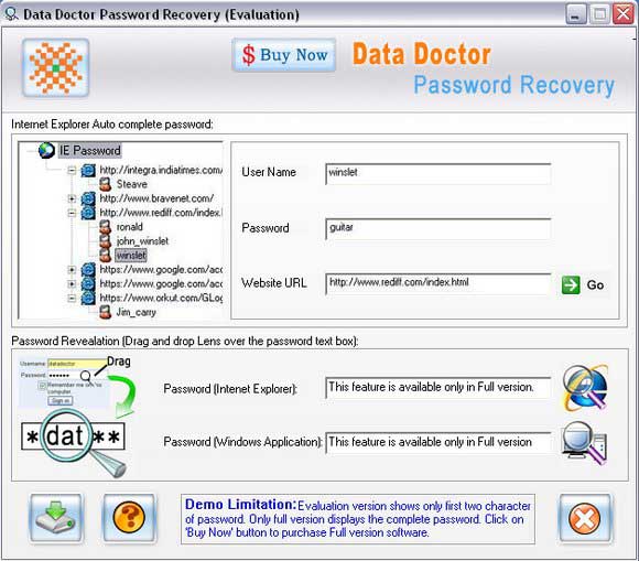 Screenshot of Reveal IE Password