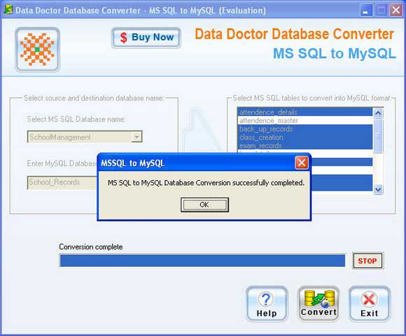 MSSQL to MySQL migration software converts database table row, column records