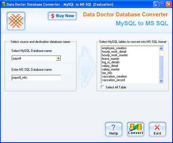 MySQL to MSSQL database conversion tool converts database created with indexes