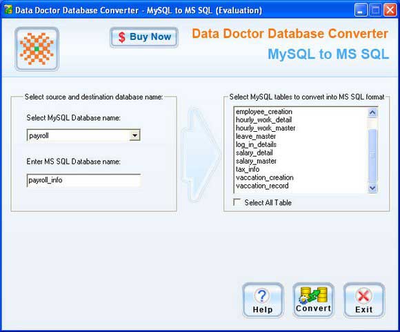 Screenshot of Migrate MySQL Database