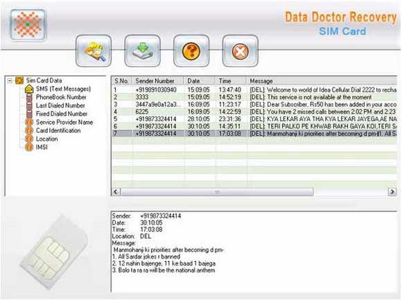 Screenshot of Simcard Data Salvage Utility
