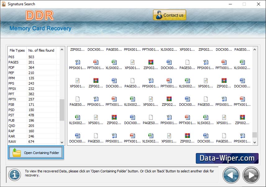 Memory Card Data Recovery Software Screenshot