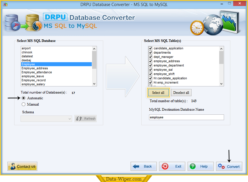 Select MS SQL database