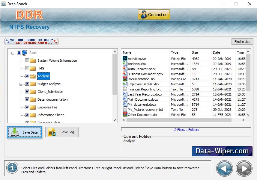 NTFS Data Recovery Software Screenshot