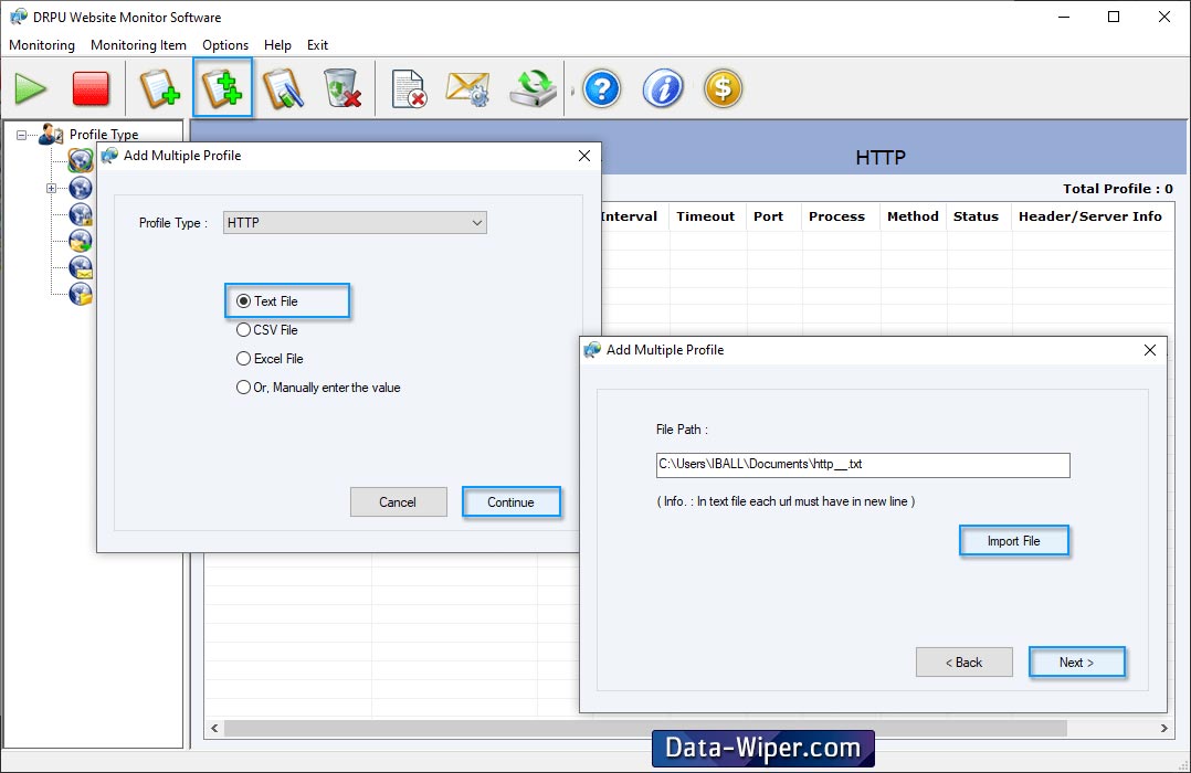 Website Monitoring Software Screenshot